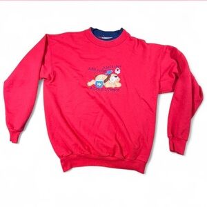 1990s vintage Dog Lover Embroidered Red Sweatshirt Puppy Graphic Crewneck Medium